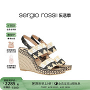 Sergio Rossi/SR女鞋sr Rimini系列编织坡跟凉鞋