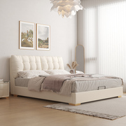奶油风布床现代简约主卧室，1.8米轻奢双人，储物网红1.5软包科技布床