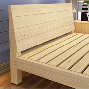 现代简约实木松木单人床双人，床架1.21.5榻榻米床，1.8米原木无1床头