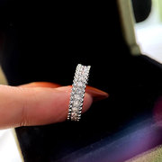 圆珠满钻戒指女纯银18k玫瑰金轻奢风ins时来运转珠边一排钻食指环