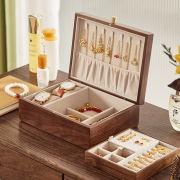 黑胡桃木首饰盒黄金项链，耳环珠宝盒防氧化饰品，收纳盒复古实木结婚