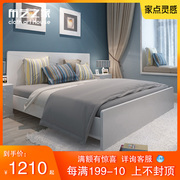 烤漆板式床简约现代1.5s米，单人床1.8米双人床储物高箱床五包到家