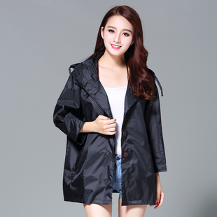 雨衣女日韩时尚薄透气便携七分袖成人，短款外套防风衣学生雨披纯色