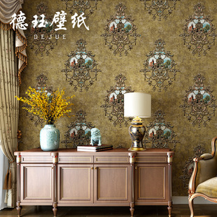 3D立体欧式墙纸复古美式大花壁纸奢华法式客厅卧室背景墙2024