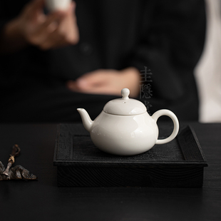 圭隐堂草木灰陶瓷茶壶，家用复古功夫茶泡茶壶，小号单壶防烫手抓壶