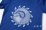 贵州蜡染T恤定制手工植物蓝染非遗工艺有胖人T恤伴手礼服