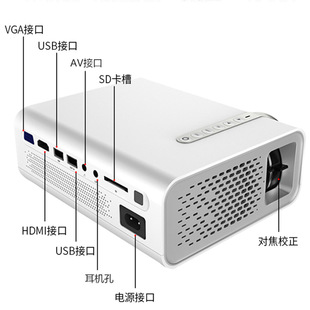 速发yg520迷你投影仪家用微型led高清1080p便携式投影机