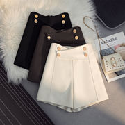毛呢短裤女2023秋冬白色，设计感显瘦小个子黑色，洋气外穿阔腿裤
