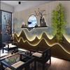 3D立体新中式山水电视沙发背景墙纸装饰浮雕壁画直播公司茶室壁纸