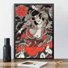 A4纹身海报画框装饰画日式老传统武士刺青客厅走廊墙壁背景画挂画