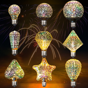 3D灯泡爱迪生LED立体彩色烟花烟火装饰个性创意艺术七彩E27螺口