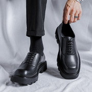 英伦大码皮鞋45男韩版黑色潮鞋46厚底低帮松糕商务皮鞋子15961-B