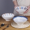 8英寸家用餐具2024厚实斗笠碗竖纹菜碗陶瓷泡面碗汤碗沙拉碗