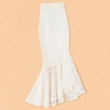 白色牛仔拼接蕾丝鱼尾裙女长款包裙，长裙不规则，半身裙高腰包(高腰包)臀裙子