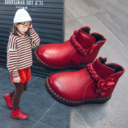 女童靴子儿童马丁靴2024秋冬女孩加绒短靴软底宝宝棉靴雪地靴