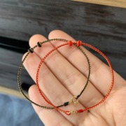 可穿珠超细小手绳红绳黑绳金丝线搭配定位珠男女手工编织简约设计