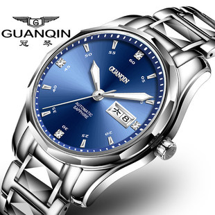 防水机械女士时尚简约手表，夜光瑞士日历男士精钢钨钢国产腕表