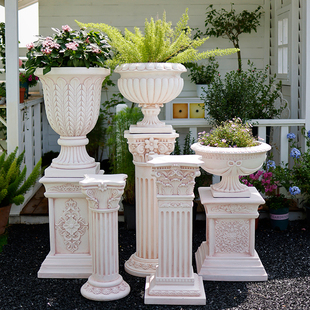 罗马柱装饰摆件欧式花园庭院子，婚庆展示台石膏户外花盆花架底座