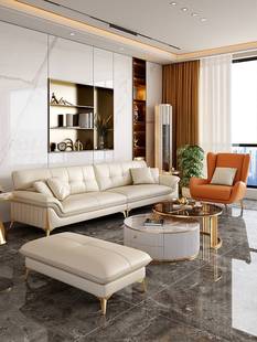真皮沙发头层牛皮现代轻奢小户型客厅直排组合意式极简皮沙发