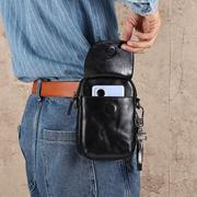 男士斜挎包腰包两用男款时尚单肩包休闲手机包真皮腰包