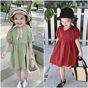 2024夏季女童韩版小清新裙子，简约洋气短袖，连衣裙儿童公主裙