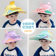 儿童太阳帽大帽檐遮阳帽女童宝宝夏季带风扇可充电空顶防晒帽凉帽