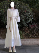 长袖连衣裙女秋季波西米亚气质白月光仙女裙裙肌理感淑女长裙