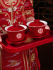 敬茶杯结婚喜碗套装，敬酒茶杯改口对碗红碗一对碗筷红色婚礼龙凤