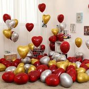粉红爱心形金属色气球生日派对装饰用品套餐婚礼房间布置加厚浪漫
