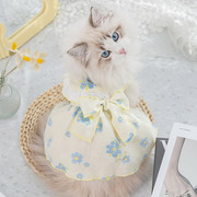 宠物猫咪衣服小可爱清新花朵连衣裙，防掉毛春夏防掉毛布偶春天