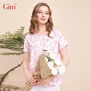 Gitti/吉蒂春夏宽松大码印花短袖女圆领T恤G241149