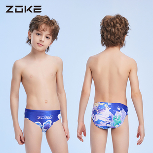 洲克儿童竞技男童泳裤青少年zoke三角游泳裤专业竞速利水泳装短裤