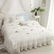 白色床上四件套网红款床单全棉，纯棉公主风蕾丝花边，床裙夏季小清新