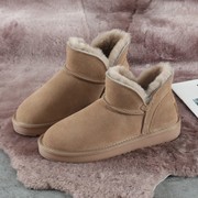 羊毛雪地靴女2021年冬季加绒真皮保暖棉鞋厚底，防滑短筒女靴子