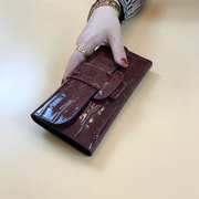 钱包女长款真皮2023时尚，鳄鱼纹大容量，折叠式多功能卡包手拿包