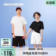 skechers斯凯奇白色短袖短裤，男女同款2024年情侣，运动速干t恤