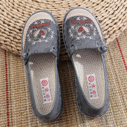 春季老北京布鞋民族风圆头单鞋，平底休闲时尚，女鞋一脚蹬妈妈鞋