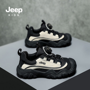 jeep男童网面运动鞋春秋，轻便跑步鞋，2024透气软底防滑儿童鞋子