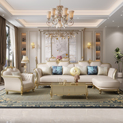 欧式真皮贵妃沙发实木奢华客厅，组合美式轻奢小户型现代简约家具