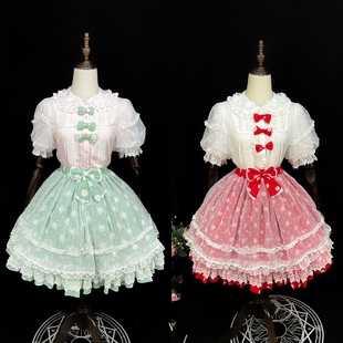 波板糖原创lolita洋装娃娃，领纯棉短袖，内搭甜美可爱衬衫sk半裙