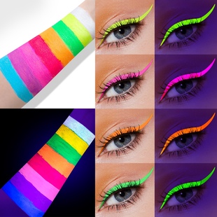 荧光眼线neon eyeliner速干水溶性彩色夜光UV 粉白绿色眼线液笔