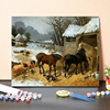 数字油画手绘DIY世界名画动物画像马群油画填色休闲减压打发时间