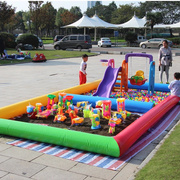 广场摆摊儿童玩沙子玩具套装海洋球滑滑梯组合大型户外充气沙滩池
