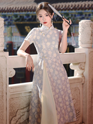 小清新蕾丝旗袍年轻款少女高端气质茶服奥黛2023春季小个子连衣裙