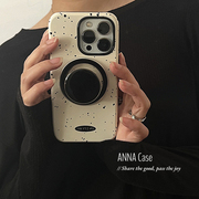 ANNACASE韩国ins温柔奶黄色斑点磁吸手机壳黑色支架适用于iPhone15pro/14promax苹果13pro全包12防摔保护套