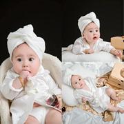 薄款新生儿摄影道具满月百天摄影服装服饰宝宝，拍照服装浴袍套装