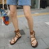 小池在首尔24年春夏套趾脚踝，绑带低跟平底休闲街穿舒适脚环凉鞋女