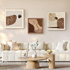 莫兰迪客厅装饰画奶油风，抽象沙发背景墙挂画轻奢高级正方形组合壁