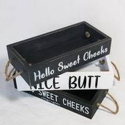 实木加厚桌面收纳盒做旧风格，整理木盒外贸木盒黑色，白色灰色创意盒