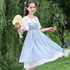 少女汉服改良中国风高中学生连衣裙初中生夏装超仙古装仙女中长裙